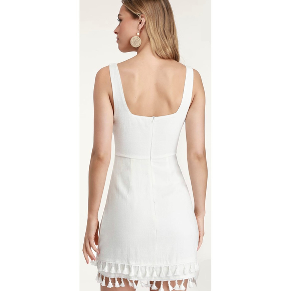 LULUS Fee The Sunshine White Tassel Mini Dress - Picture 2 of 7